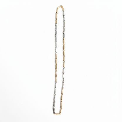 Two-Tone Silver & Rose Gold Link Chain Necklace