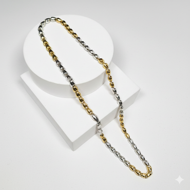 Two-Tone Gold & Silver Oval Link Chain Necklace