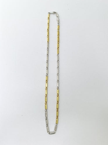 Two-Tone Rectangular Link Chain Necklace