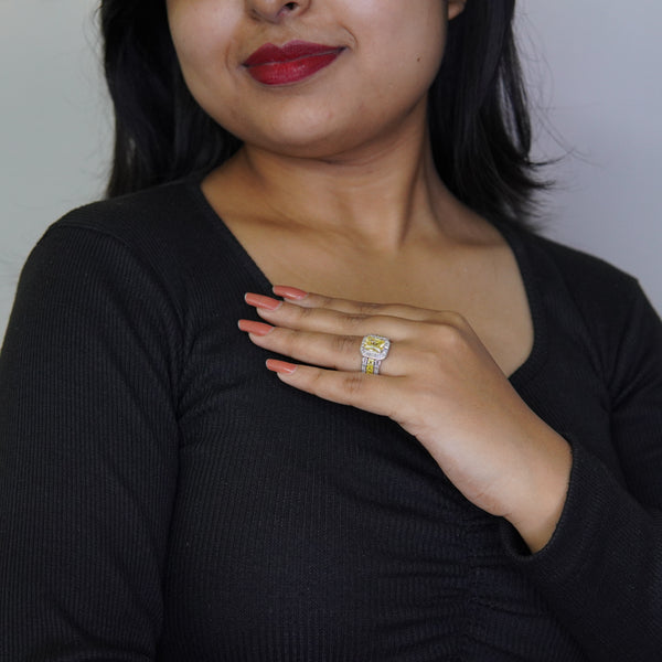 Elegant women’s jewelry ring with bright yellow gemstone for party wear