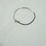 Dual Chain Silver & Black Stone Bracelet