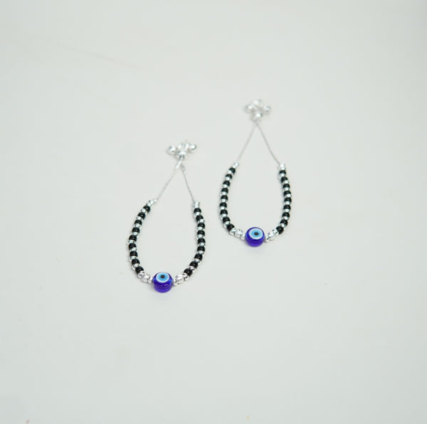 Baby Silver Evil Eye Black Bead Nazariya Anklet