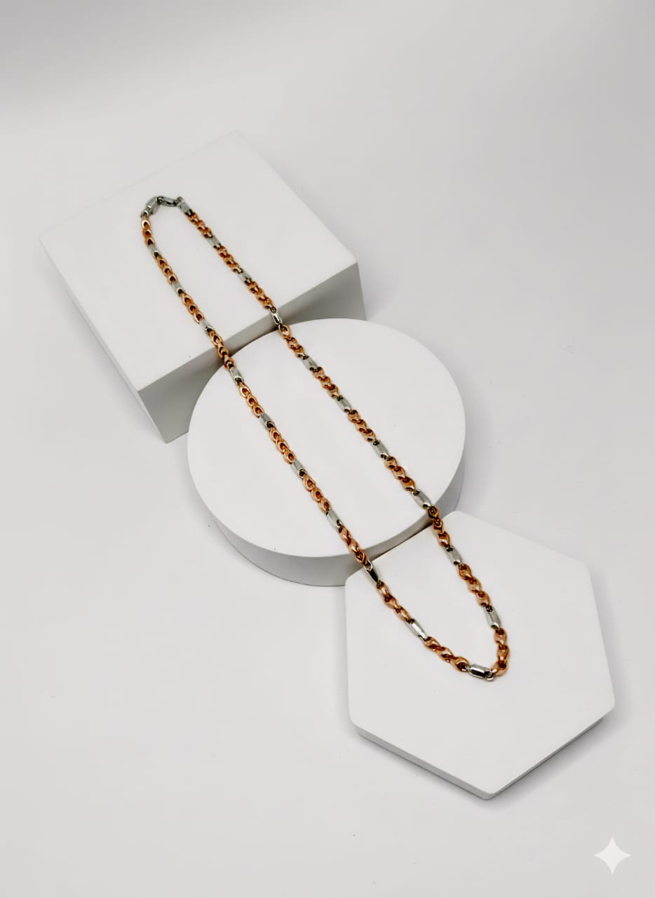 Two-Tone Silver & Rose Gold Link Chain Necklace