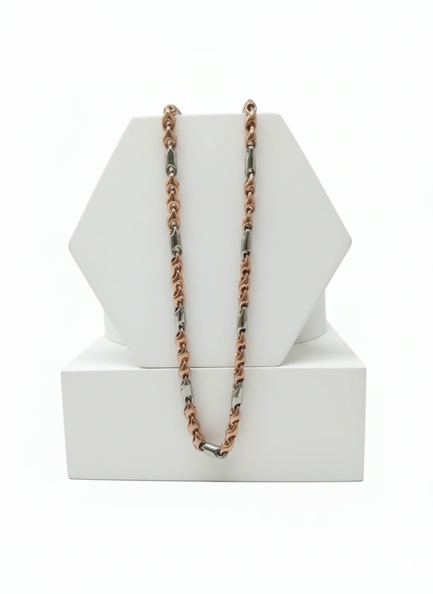 Two-Tone Silver & Rose Gold Link Chain Necklace