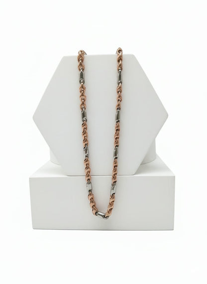 Two-Tone Silver & Rose Gold Link Chain Necklace