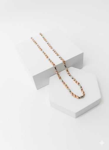 Two-Tone Silver & Rose Gold Link Chain Necklace