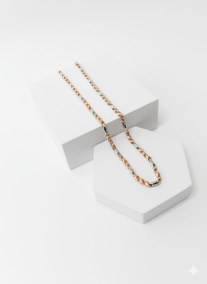 Two-Tone Silver & Rose Gold Link Chain Necklace