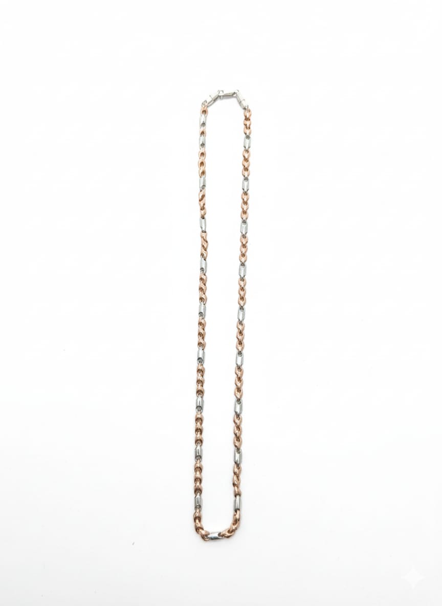 Two-Tone Silver & Rose Gold Link Chain Necklace