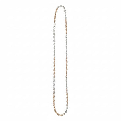 Two-Tone Silver & Rose Gold Round Link Chain Necklace