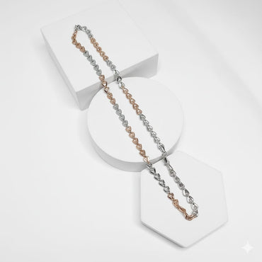 Two-Tone Silver & Rose Gold V-Link Chain Necklace