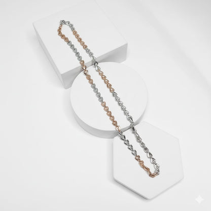 Two-Tone Silver & Rose Gold V-Link Chain Necklace